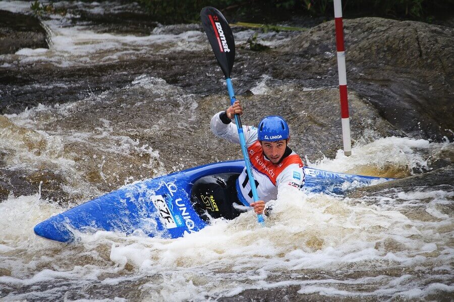 Vodní slalom, Jiří Prskavec na kajaku (K1) při Mistrovství České republiky na Lipně