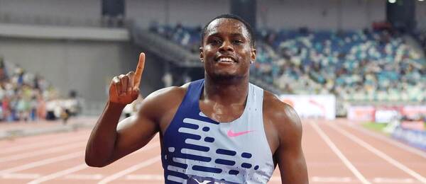 Atletika, Diamantová liga, Christian Coleman během závodu na 100 metrů v Xiamenu, Čína