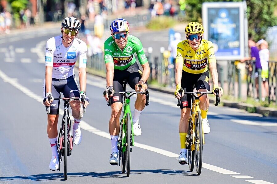 Tadej Pogačar, Wout Van Aert a Jonas Vingegaard na Tour de France - Profimedia