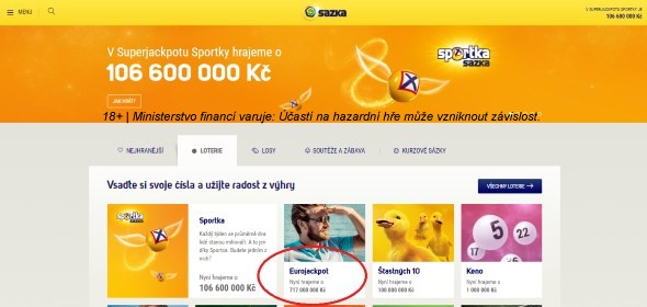 Eurojackpot - kontrola tiketu online