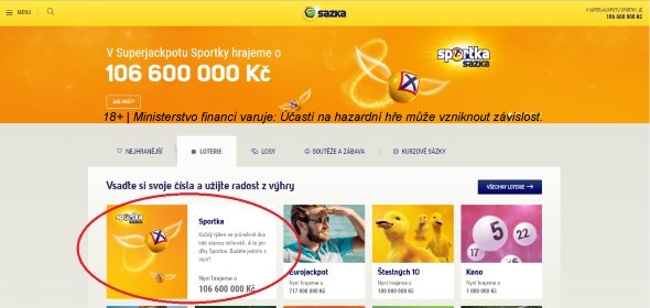 Sazka Sportka - kontrola tiketu online