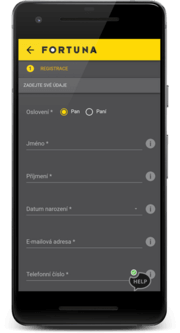 Zaregistrujte se u Fortuny klidně přes mobil!