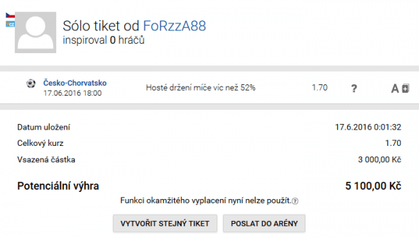 výherní tiket u Tipsportu