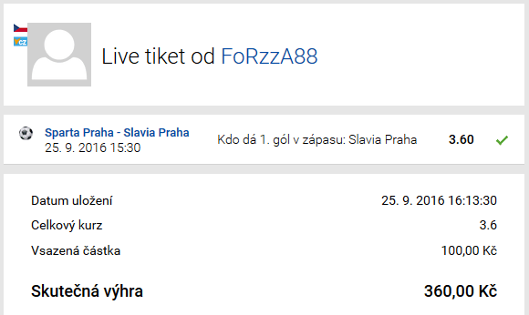 Výherní LIVE sázka u Tipsportu
