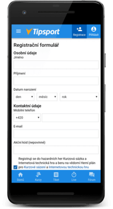 Zaregistrujte se u Tipsportu klidně přes mobil!