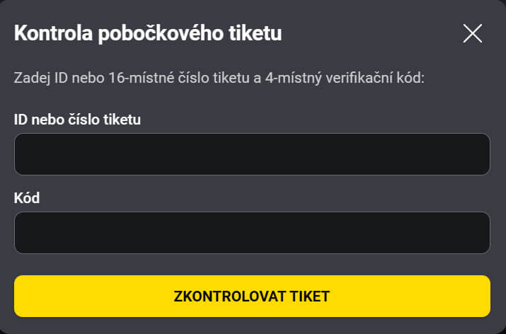 kontrola pobočkového tiketu u&nbsp;Fortuny