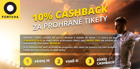 Využijte 10% cashback za své proherní tikety u Fortuny!