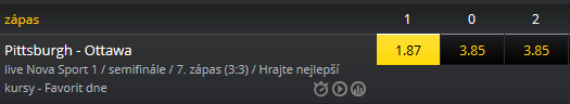 Tip na zápas Pittsburghu s Ottawou