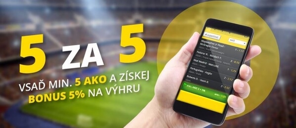 5 za 5 od Fortuny: získej 5% bonus na výhru