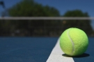 Tenis - tenisový balonek u sítě na tvrdém povrchu