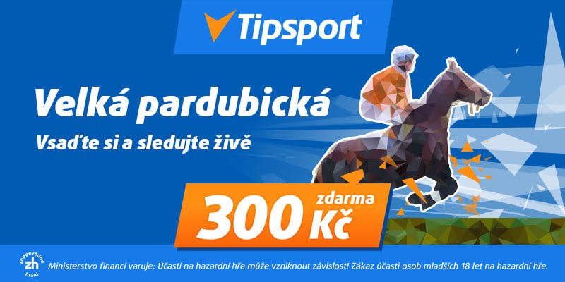 Velká pardubická u Tipsportu - získejte 300 Kč zdarma a sledujte dostih živě