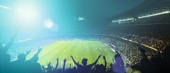 Fotbalový stadion průběhu zápasu