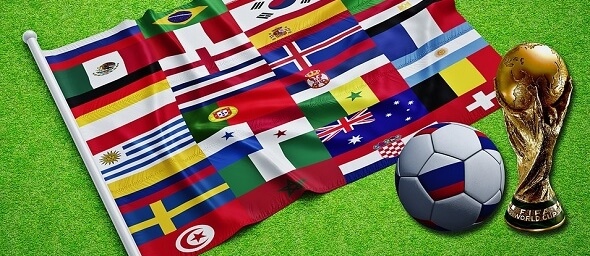 Fotbal - MS 2018 FIFA a vlajky účastníků mistrovství světa
