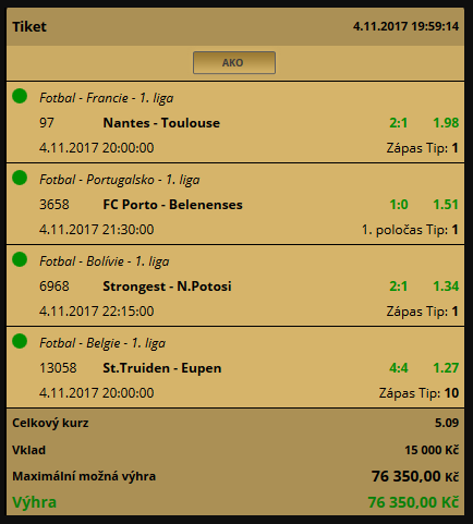 Victoria tip tiket 76 350 Kč