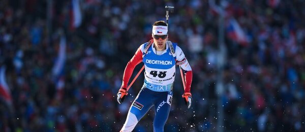 BIatlon, IBU Světový pohár, Michal Krčmář během sprintu v Novém Městě na Moravě