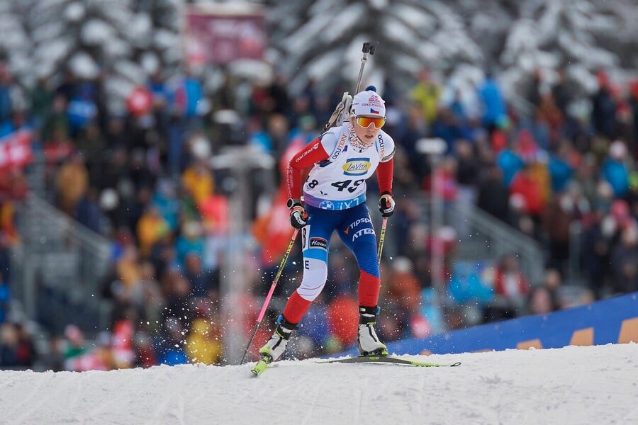 Biatlon, IBU Světový pohár, Tereza Voborníková během sprintu v Lenzerheide