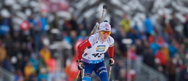 Biatlon, IBU Světový pohár, Tereza Voborníková během sprintu v Lenzerheide