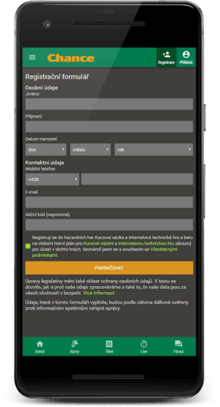 Zaregistrujte se u Chance klidně přes mobil!