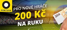 Online sázková kancelář Fortuna - 200 Kč na ruku