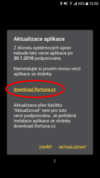 Fortuna aplikace Android - 1