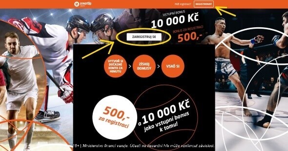 SYNOT TIP - registrace přes PC