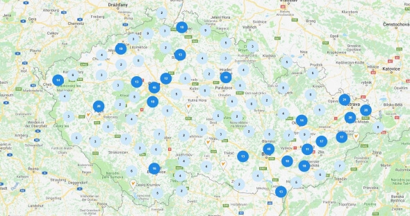 Tipsport pobočky - mapa