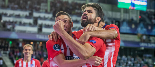 Fotbal, Diego Costa z Atlética Madrid slaví gól - Zdroj  Mikolaj Barbanell, Shutterstock.com