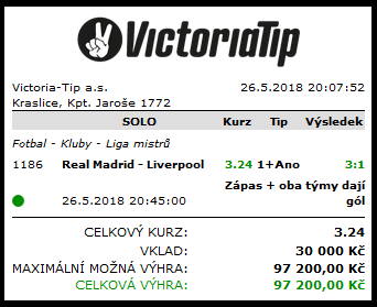 Victoria tip tiket 97 200 Kč