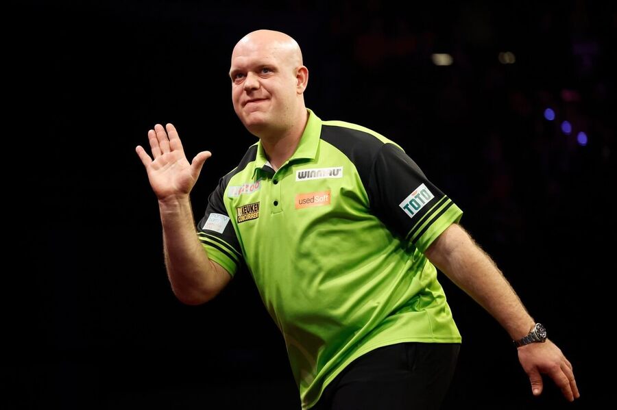 Šipky, PDC, Michael van Gerwen během Premier League Darts v domácím Rotterdamu, Nizozemsko