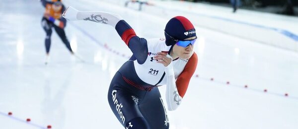 Rychlobruslení, Martina Sáblíková během Světového poháru, trať 3 000 metrů