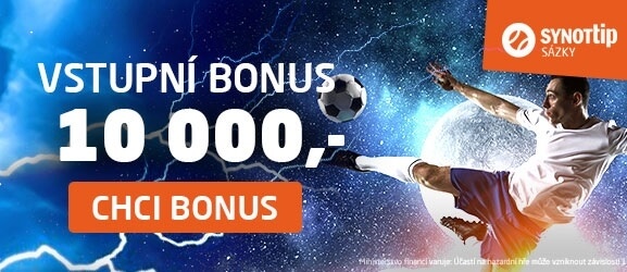 Nový vstupní bonus 10 000 Kč na SYNOT TIP sázky