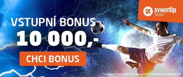 Nový vstupní bonus 10 000 Kč na SYNOT TIP sázky