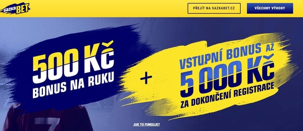 Sazkabet: hokejový bonus 500 Kč na ruku!