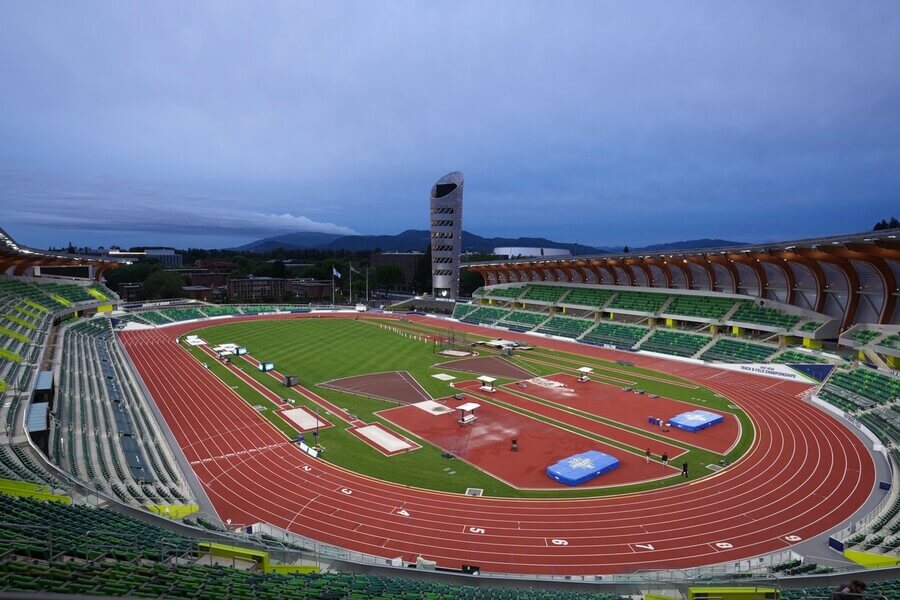 Atletika, Diamantová liga v Eugene, stadion Hayward Field v kampusu University of Oregon, USA