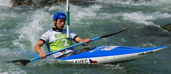 Vodní slalom, Jiří Prskavec na kajaku (K1) při Světovém poháru v Ljubljaně, Tacen