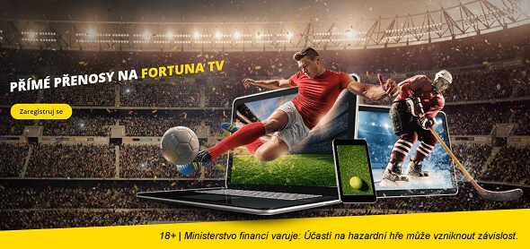 Sledujte přímé přenosy na Fortuna TV zdarma, s bonusem za registraci