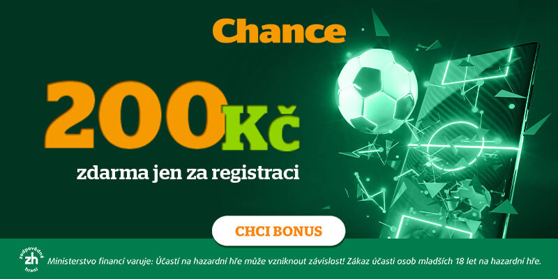 Získejte 200 Kč zdarma k registraci a bonus 2 000 Kč od sázkové kanceláře Chance