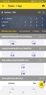 Sazkabet mobilní aplikace - LIVE sázky