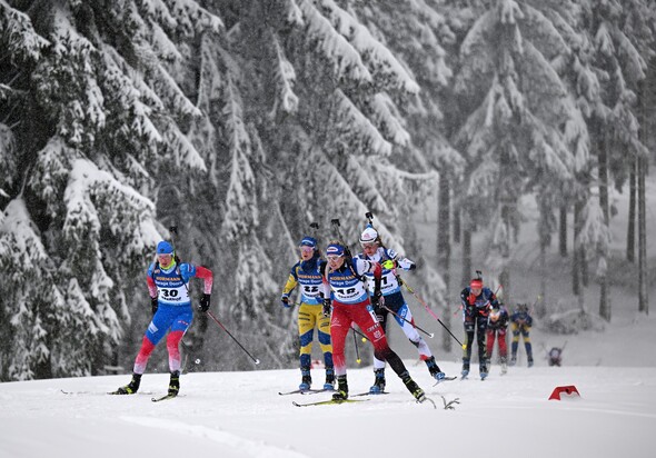 Biatlonistky během Světového poháru v Oberhofu, Německo
