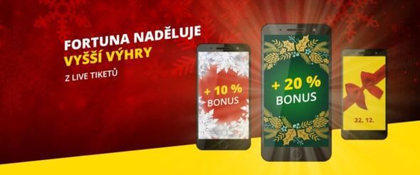 Adventní bonus u Fortuny: vyšší výhry o 20 %!