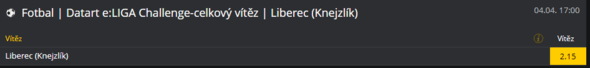 Datart e:LIGA Challenge ve FIFA 20 - vítěz Liberec (Knejzlík)