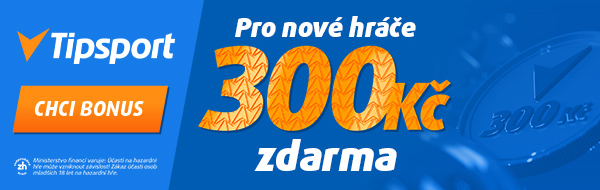 Tipsport má bonus 300 Kč pro nové hráče