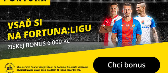 Vsaď si na Fortuna ligu a získej bonus 6000 Kč u Fortuny