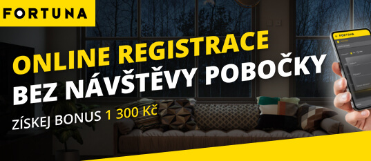 Fortuna - online registrace bez návštěvy pobočky a bonus 1300 Kč