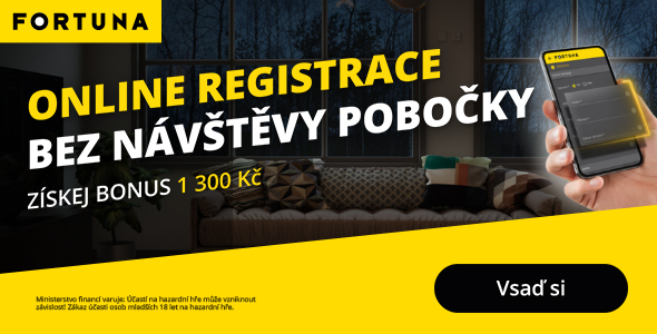 Fortuna - online registrace bez návštěvy pobočky a bonus 1300 Kč