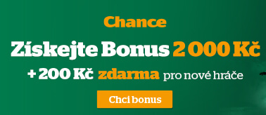 Získejte 200 Kč zdarma a bonus 2 000 Kč od sázkové kanceláře Chance