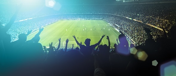 Fotbalový stadion průběhu zápasu