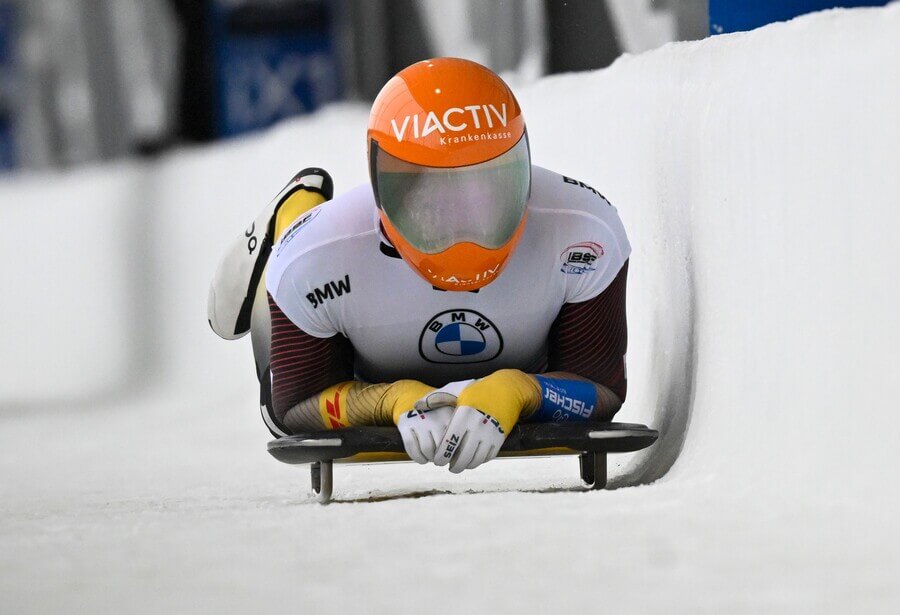 Zimní sport skeleton, Němec Christopher Grotheer během Světového poháru v Lake Placid