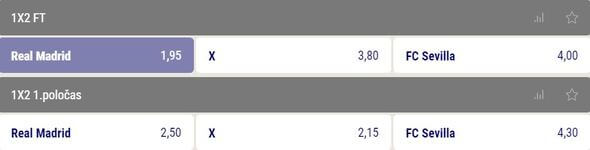 Tip na zápas La Ligy - Real Madrid vs Sevilla