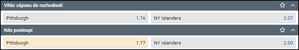 Tipsport kurz play off NHL - Pittsburgh Penguins vs NY Islanders